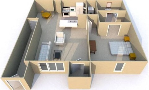 the floor plan of a house with a bedroom and a living room